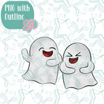 Laughing Ghouls Cookie Cutter with PNG Images to Match - Hand Drawn Graphics for Edible Ink Printers