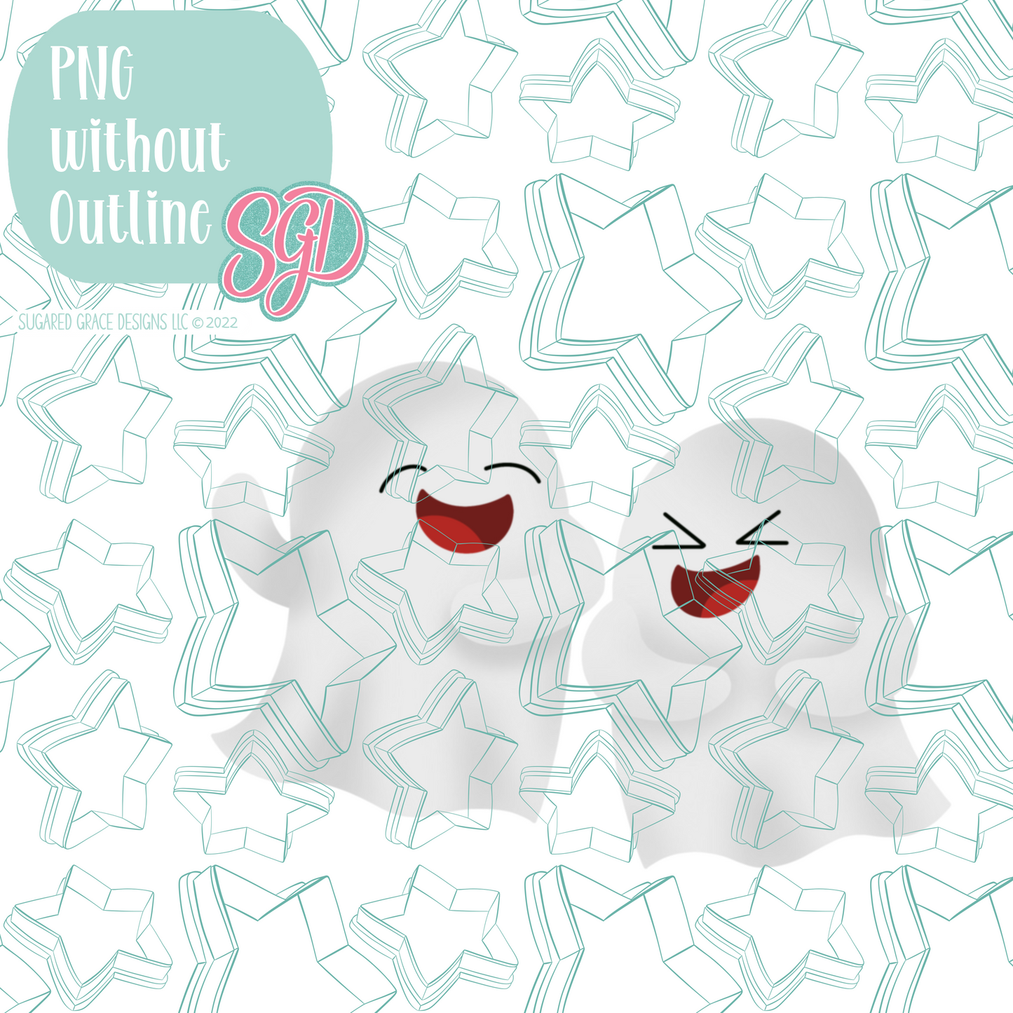 Laughing Ghouls Cookie Cutter STL File with PNG Images to Match - For 3D Printing and Edible Ink Printers