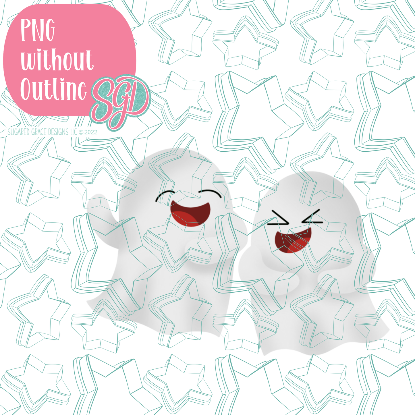 Laughing Ghouls PNG Image Set for Edible Ink Printers - Hand Drawn Editable Graphics