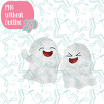 Laughing Ghouls PNG Image Set for Edible Ink Printers - Hand Drawn Editable Graphics