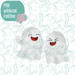 Laughing Ghouls Cookie Cutter with PNG Images to Match - Hand Drawn Graphics for Edible Ink Printers