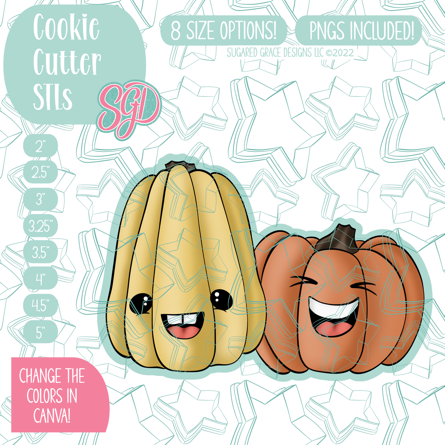 Laughing Squash Cookie Cutter STL File with PNG Images to Match - For 3D Printing and Edible Ink Printers