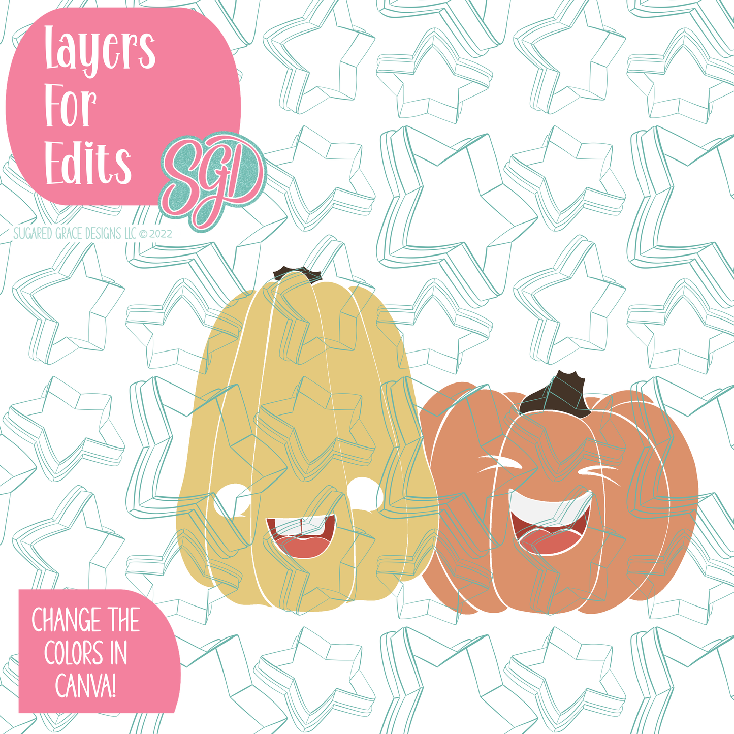 Laughing Squash PNG Image Set for Edible Ink Printers - Hand Drawn Editable Graphics