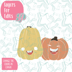 Laughing Squash PNG Image Set for Edible Ink Printers - Hand Drawn Editable Graphics