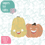 Laughing Squash Cookie Cutter with PNG Images to Match - Hand Drawn Graphics for Edible Ink Printers