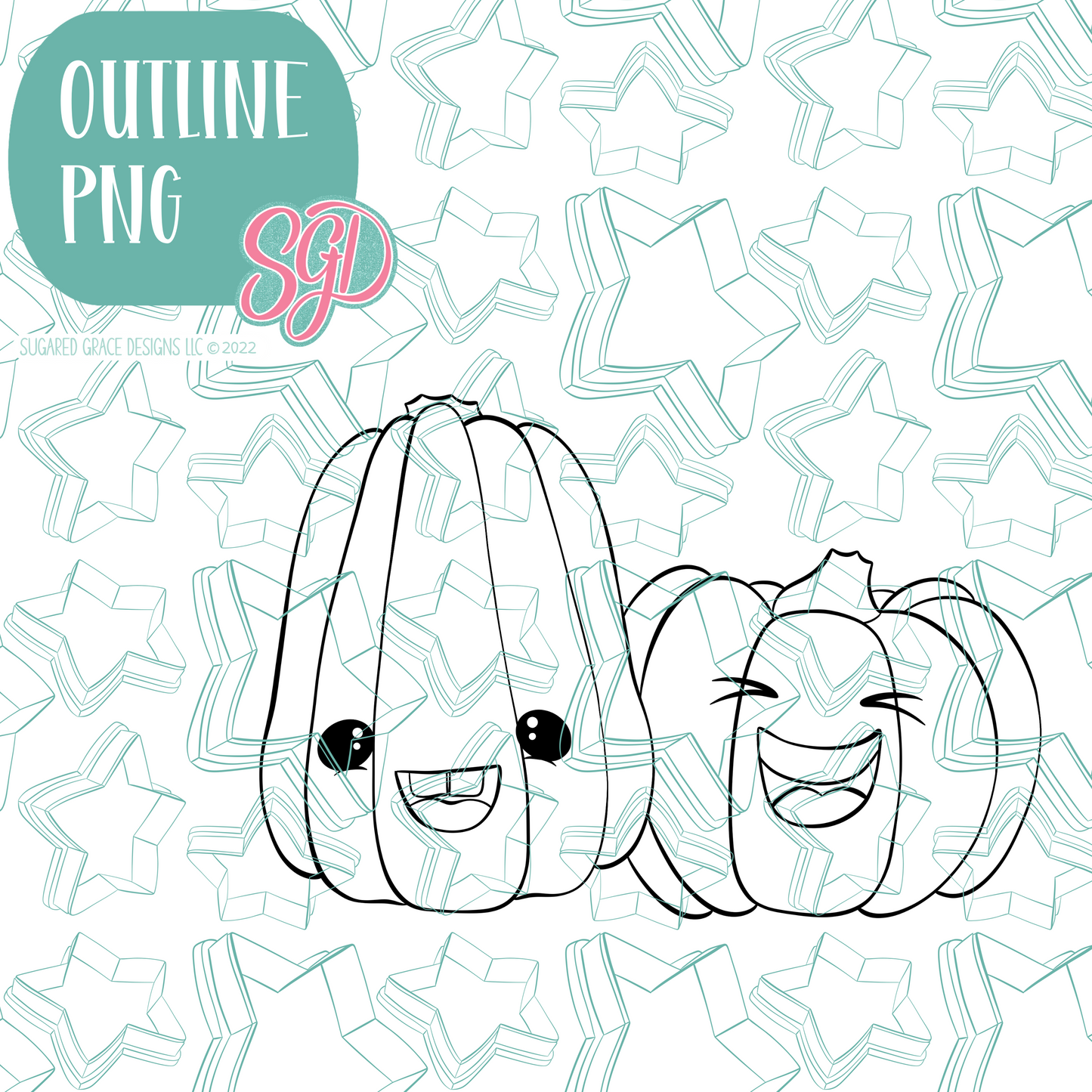Laughing Squash Cookie Cutter with PNG Images to Match - Hand Drawn Graphics for Edible Ink Printers