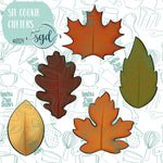 Autumn Leaves Cookie Cutter STL File Set of 5 with PNG Images to Match - For 3D Printing and Edible Ink Printers