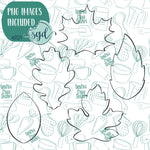 Fall Leaves Cookie Cutter Set of 5 with PNG Images to Match - Hand Drawn Graphics for Edible Ink Printers - Fall Autumn Cookie Ideas