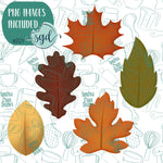 Fall Leaves Cookie Cutter Set of 5 with PNG Images to Match - Hand Drawn Graphics for Edible Ink Printers - Fall Autumn Cookie Ideas