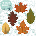 Autumn Leaves Cookie Cutter STL File Set of 5 with PNG Images to Match - For 3D Printing and Edible Ink Printers