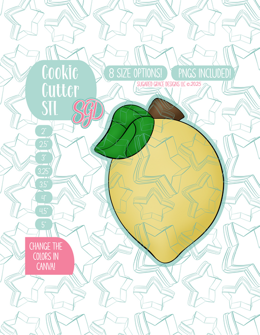 Lemon Cookie Cutter STL File with PNG Images to Match - For 3D Printing and Edible Ink Printers