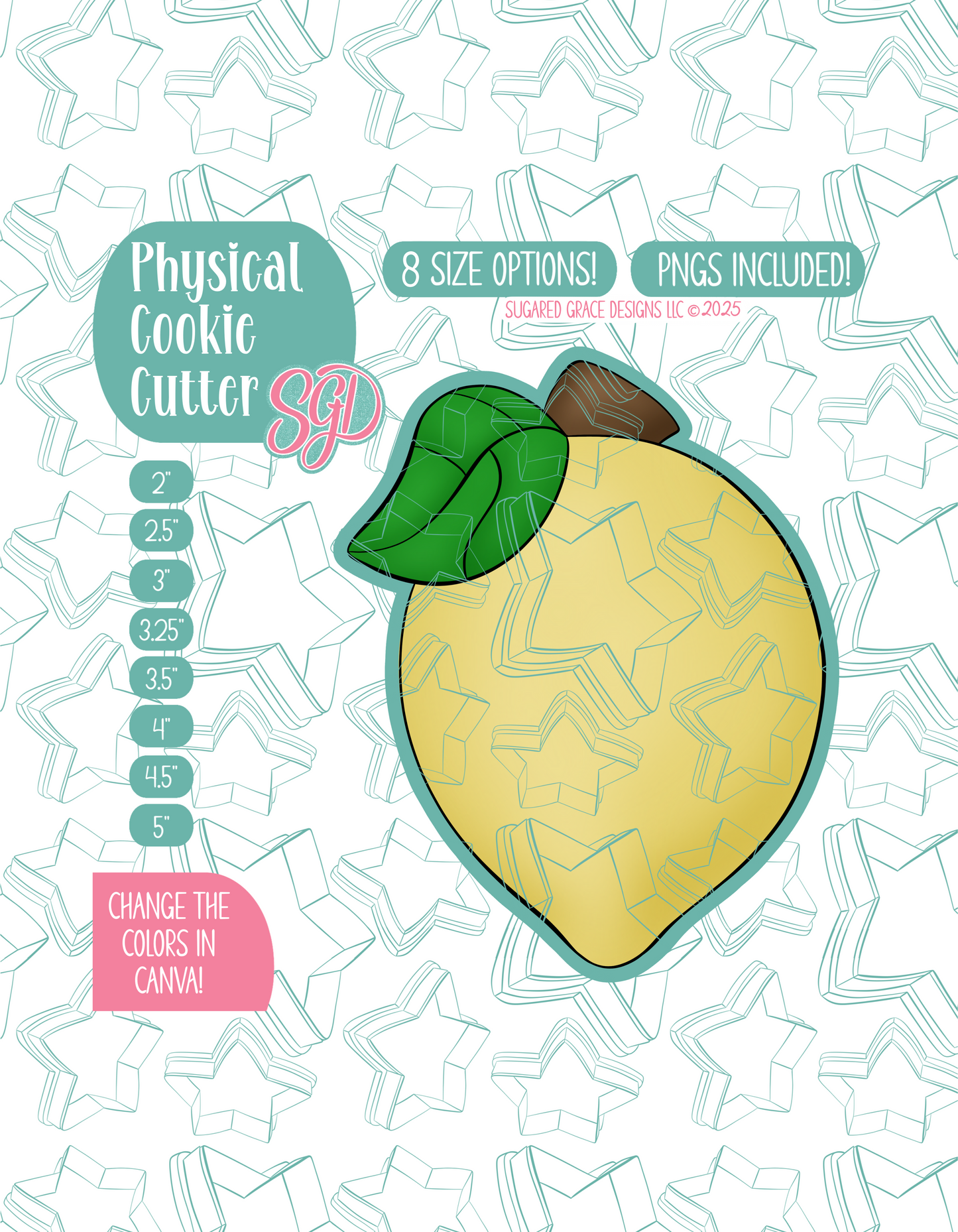 Lemon Cookie Cutter Plaque with PNG Images to Match - Hand Drawn Graphics for Edible Ink Printers