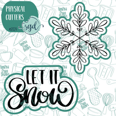 Let It Snow Cookie Cutter Set with PNG Images to Match - Hand Drawn Graphics for Edible Ink Printers