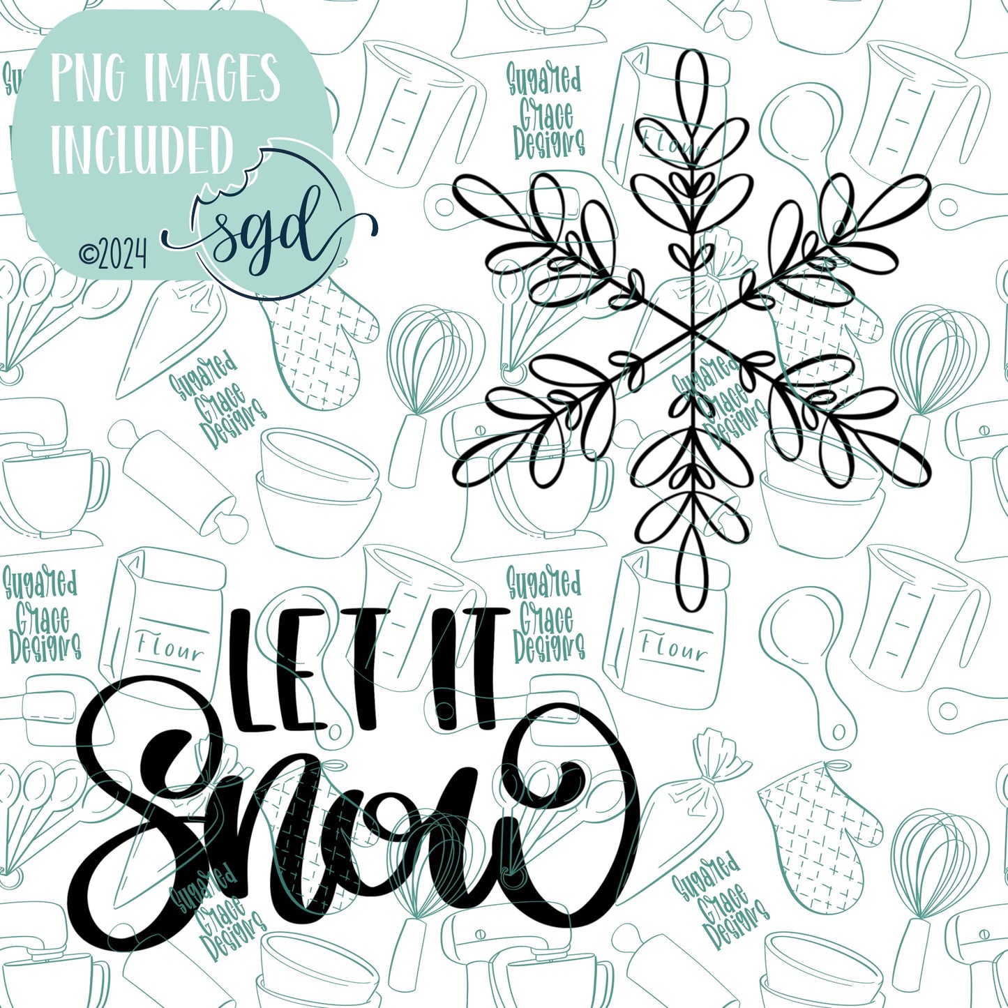 Let It Snow Cookie Cutter STL Files Set of 2 with PNG Images to Match - For 3D Printing and Edible Ink Printers