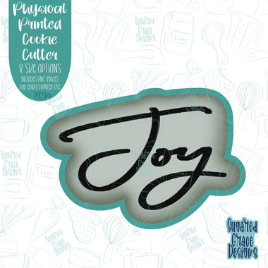 Lettered Joy Christmas Plaque Cookie Cutter with png images for edible ink printers including Eddie