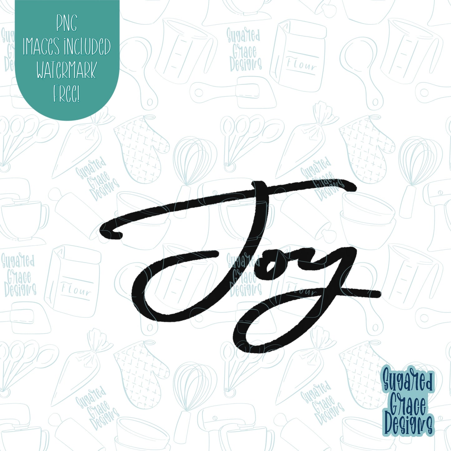 Lettered Joy Christmas Plaque Cookie Cutter with png images for edible ink printers including Eddie