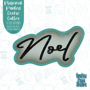 Lettered Noel Christmas plaque cookie cutter with png images for edible ink printers including Eddie