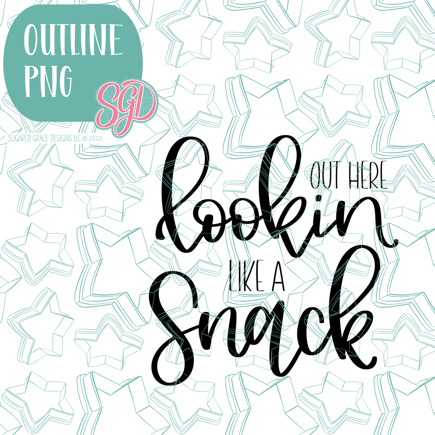 Like a Snack Cookie Cutter Plaque with PNG Images to Match - Hand Drawn Graphics for Edible Ink Printers