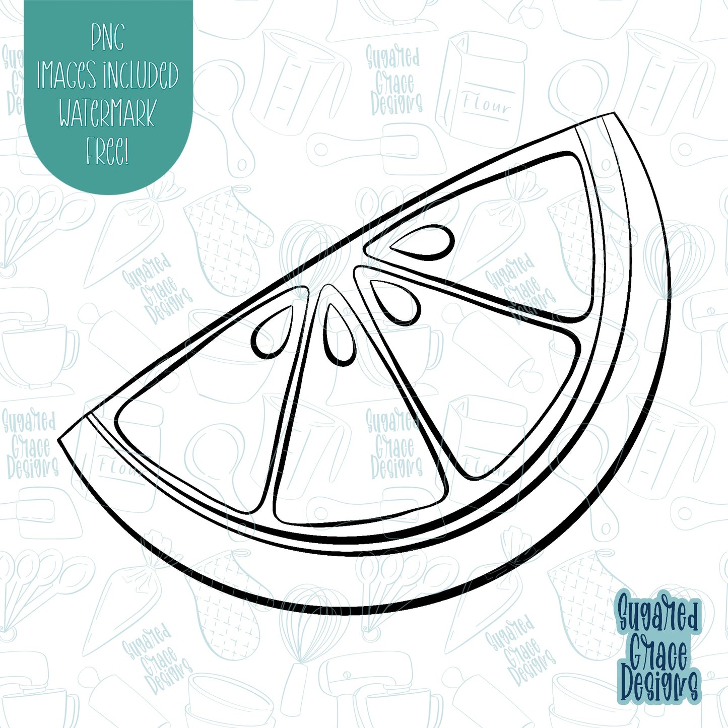 Fruit Lime Slice Cookie Cutter with Matching PNG Images for Edible Ink Printers Including Eddie