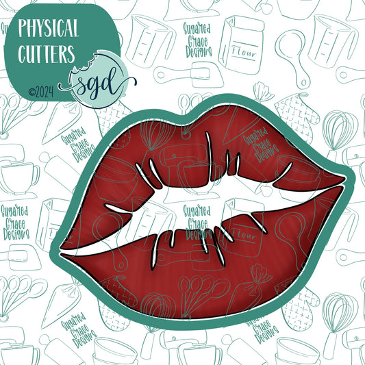 Sexy Lips or Kiss Cookie Cutter with PNG Images to Match - Hand Drawn Graphics for Edible Ink Printers