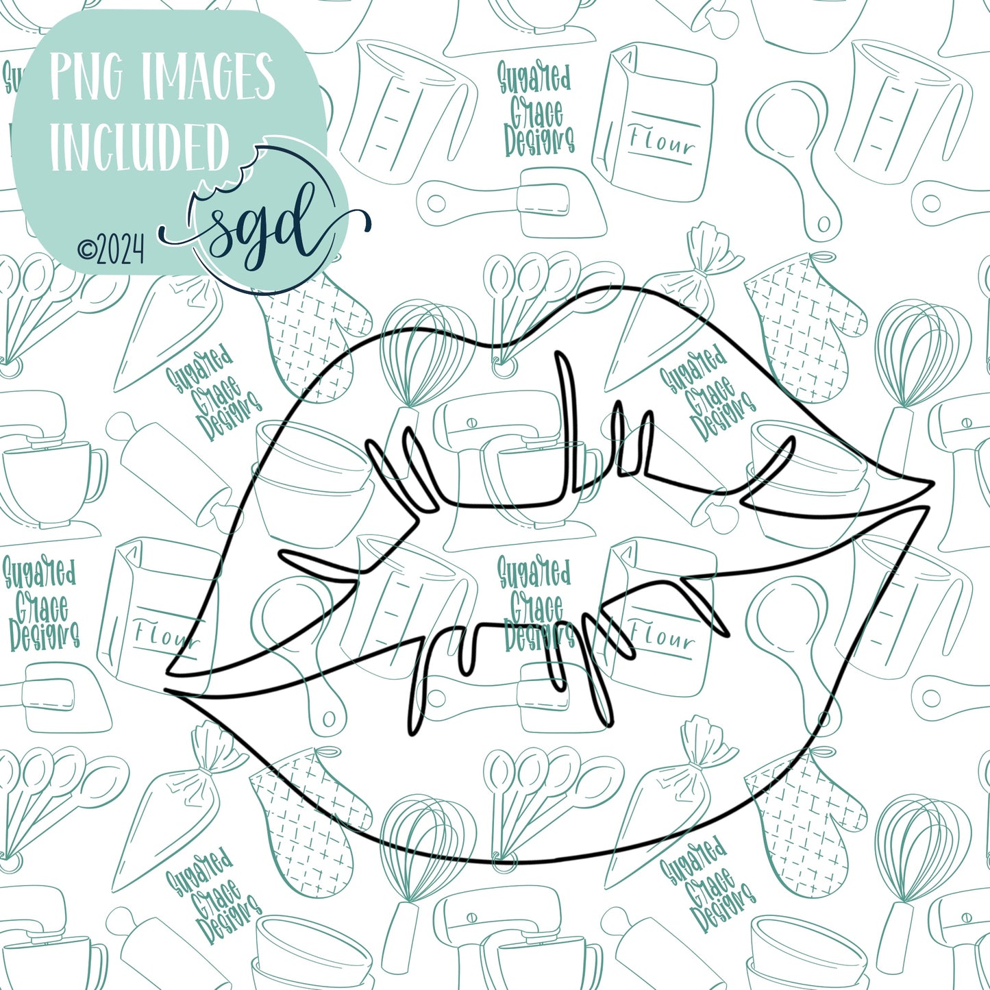 Sexy Lips Cookie Cutter STL File  with PNG Images to Match - For 3D Printing and Edible Ink Printers