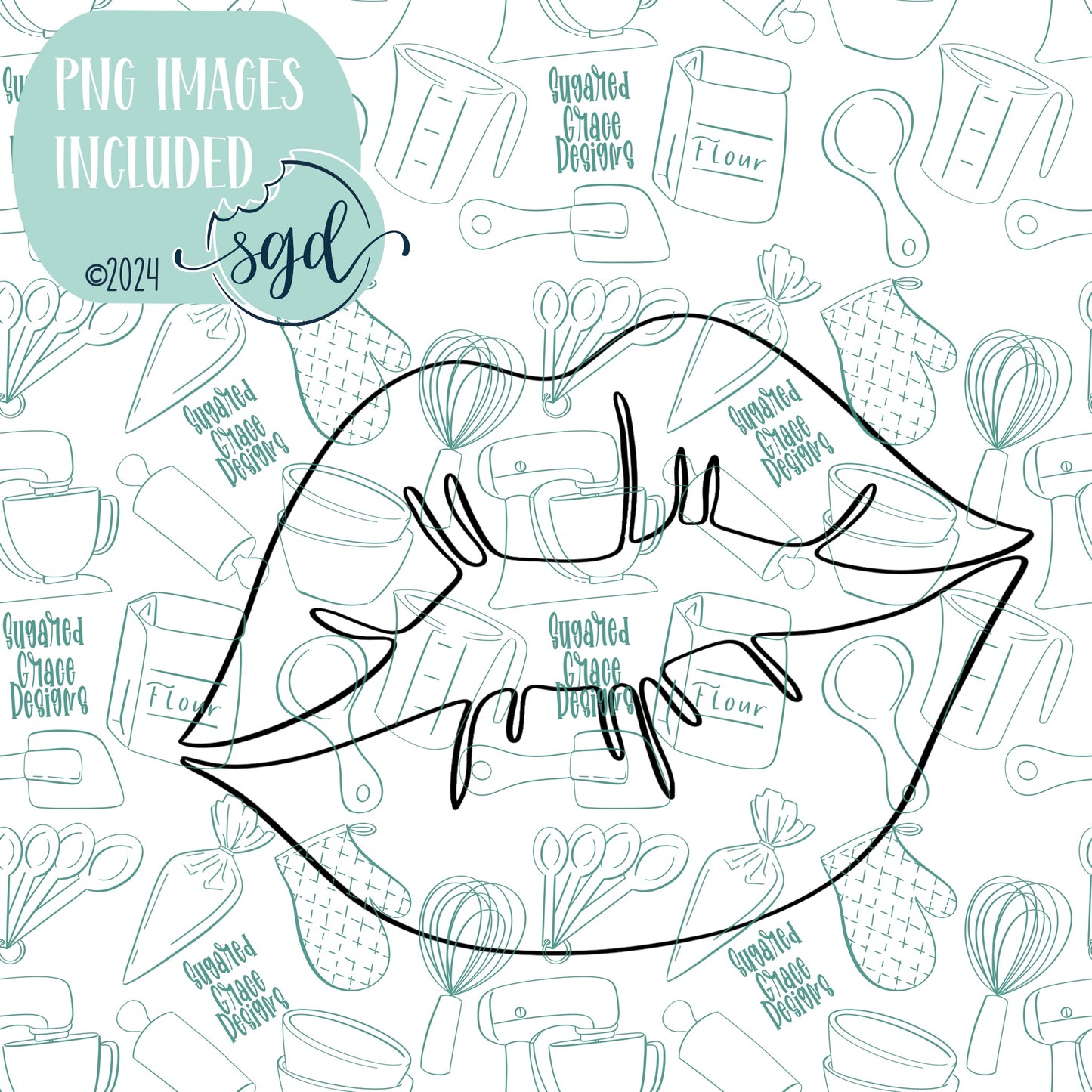 Sexy Lips Cookie Cutter STL File  with PNG Images to Match - For 3D Printing and Edible Ink Printers