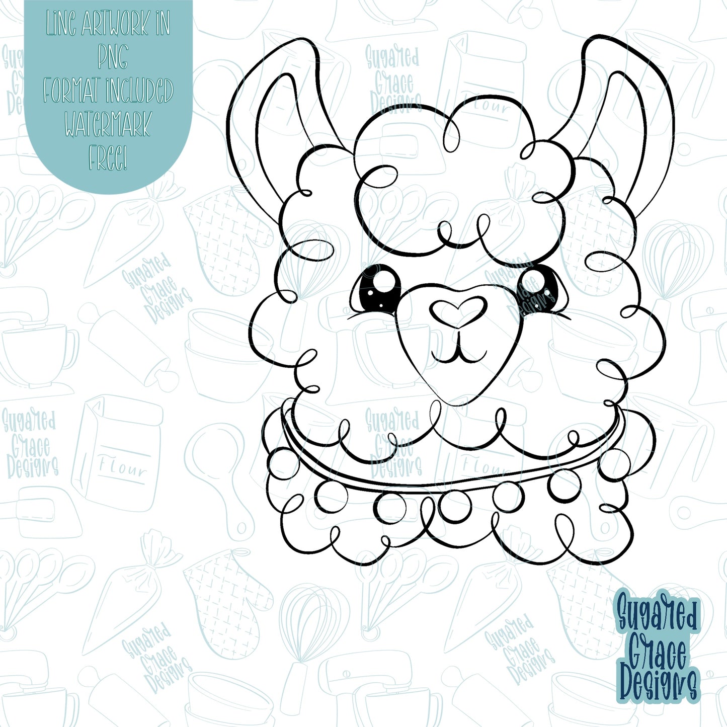 Cinco De Mayo Llama Cookie Cutter STL Files for 3D Printing with Matching Printable PNG Images For Edible Ink Printers Including Eddie