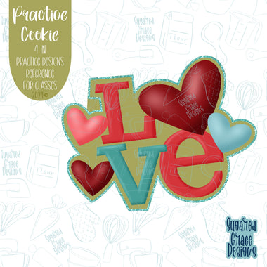 Stacked Love and Hearts Practice Cookie For Sugar Cookie Decorating Skills