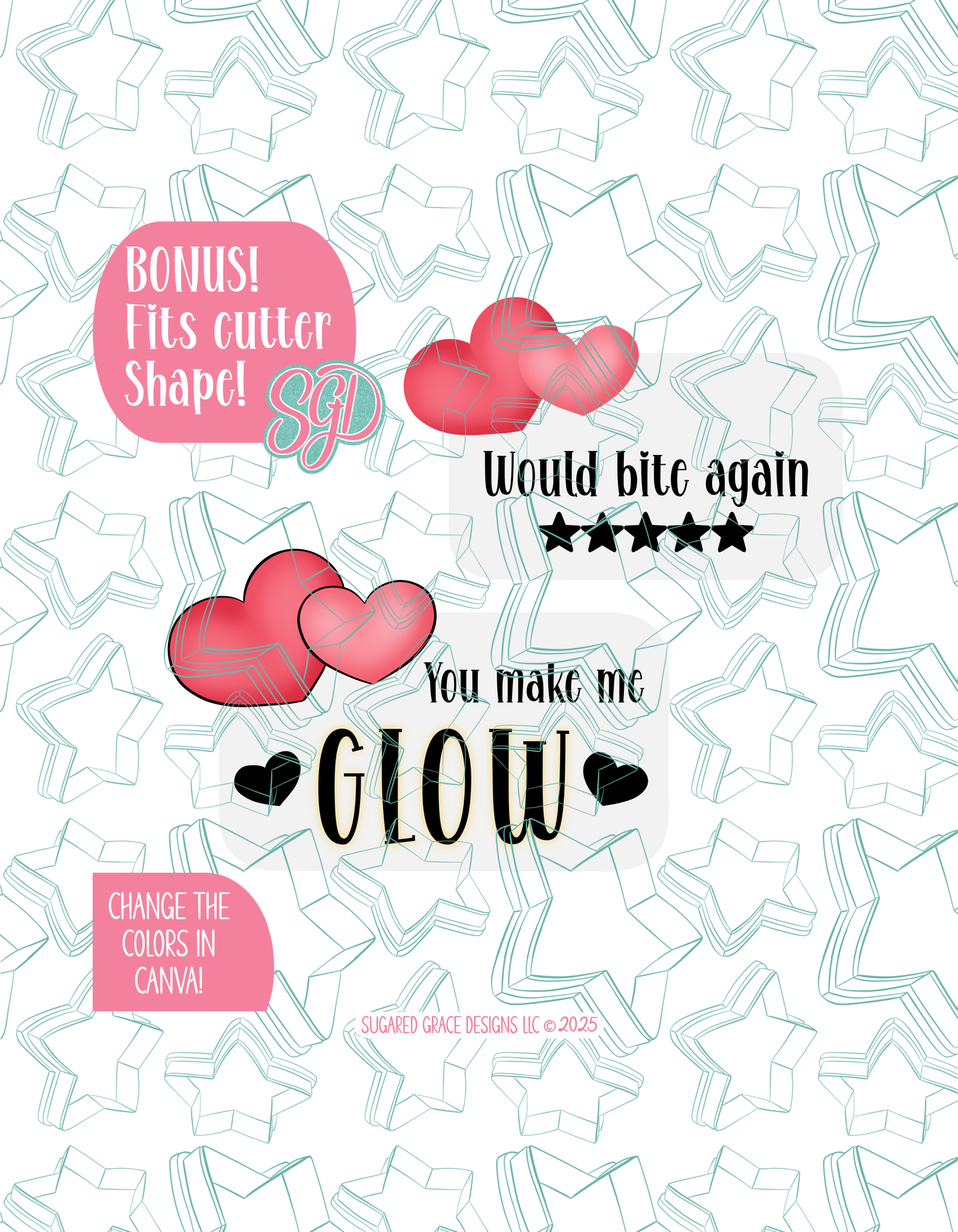 Editable Love Bugs Cookie Cutter STL and PNG Set with 4 Designs (Digital Download) - 1/26 Festive Four