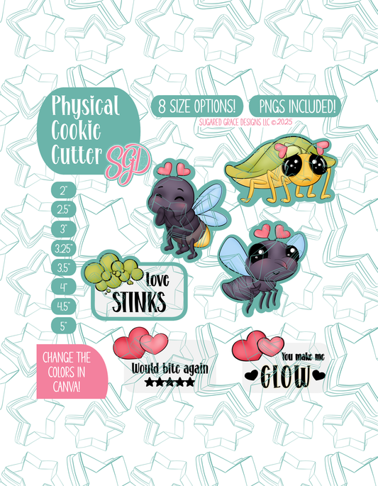 Love Bug Cookie Cutter set with matching PNG - Set of 4 Designs - 1/26 Festive Four