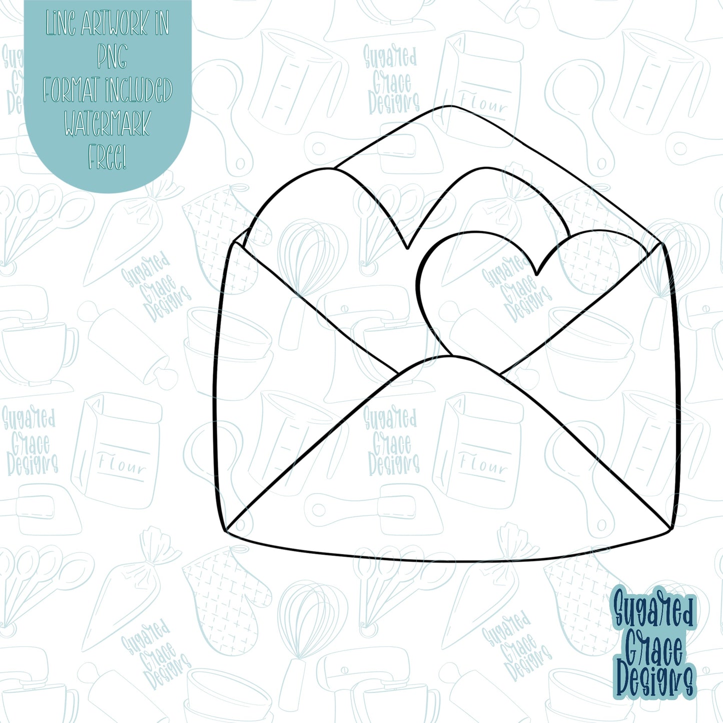 Valentines Day Love Letter Cookie Cutter with Matching PNG Images for Edible Ink Printers Including Eddie