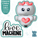 Love Machine Punny Valentines Day Cookie Cutter with Matching PNG Images for Edible Ink Printers Including Eddie