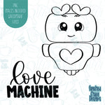 Love Machine Punny Valentines Day Cookie Cutter with Matching PNG Images for Edible Ink Printers Including Eddie