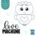 Love Machine Punny Valentines Day Cookie Cutter with Matching PNG Images for Edible Ink Printers Including Eddie