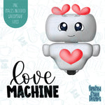 Love Machine Punny Valentines Day Cookie Cutter with Matching PNG Images for Edible Ink Printers Including Eddie