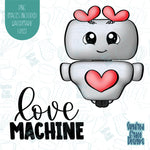 Love Machine Punny Valentines Day Cookie Cutter with Matching PNG Images for Edible Ink Printers Including Eddie