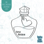 Love Potion Cookie cutter With PNG Images for Edible Ink Printing Including Eddie.