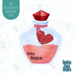 Love Potion Cookie cutter With PNG Images for Edible Ink Printing Including Eddie.