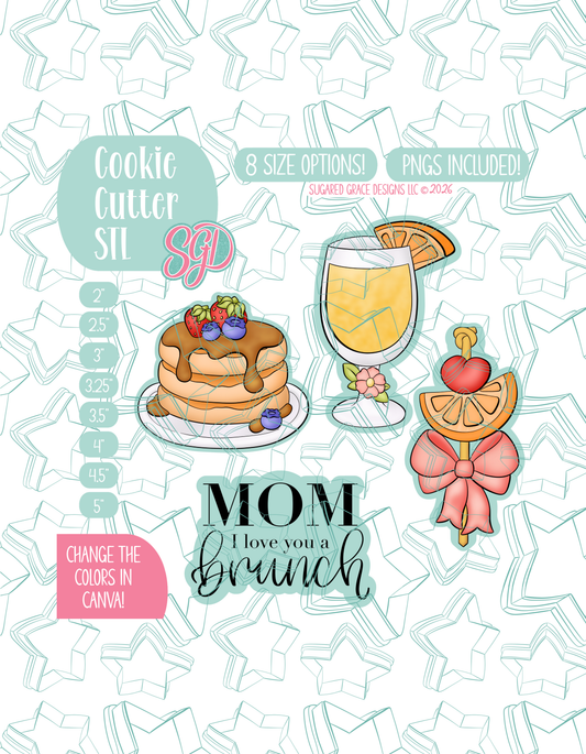 Mother's Day Brunch Cookie Cutter STL and PNG Set with 4 Designs (Digital Download)