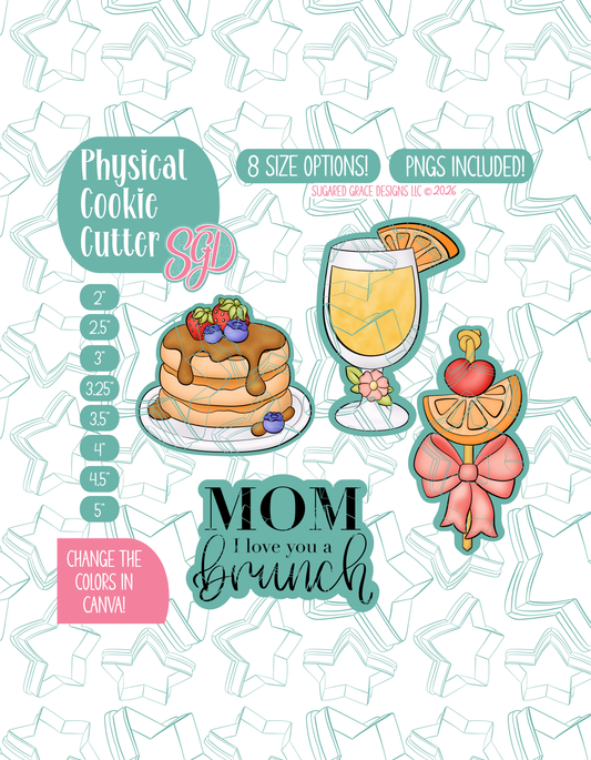 Mother's Day Brunch Cookie Cutter set with matching PNG - Set of 4 Designs