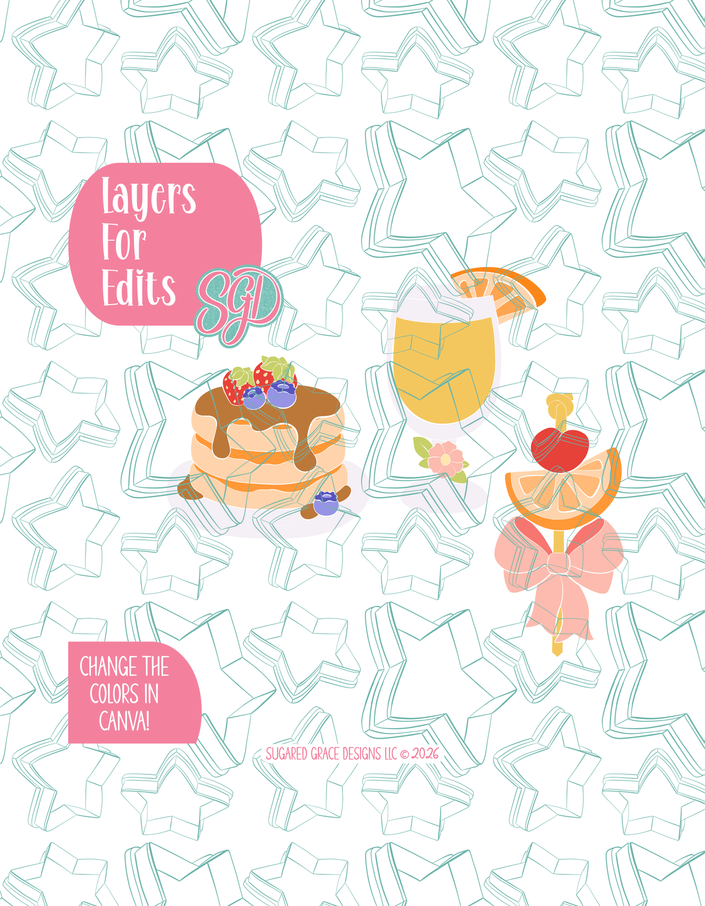 Mother's Day Love You a Brunch PNG Set of 4 Designs for Edible Ink Printers - Hand Drawn Editable Graphics (Digital Download)