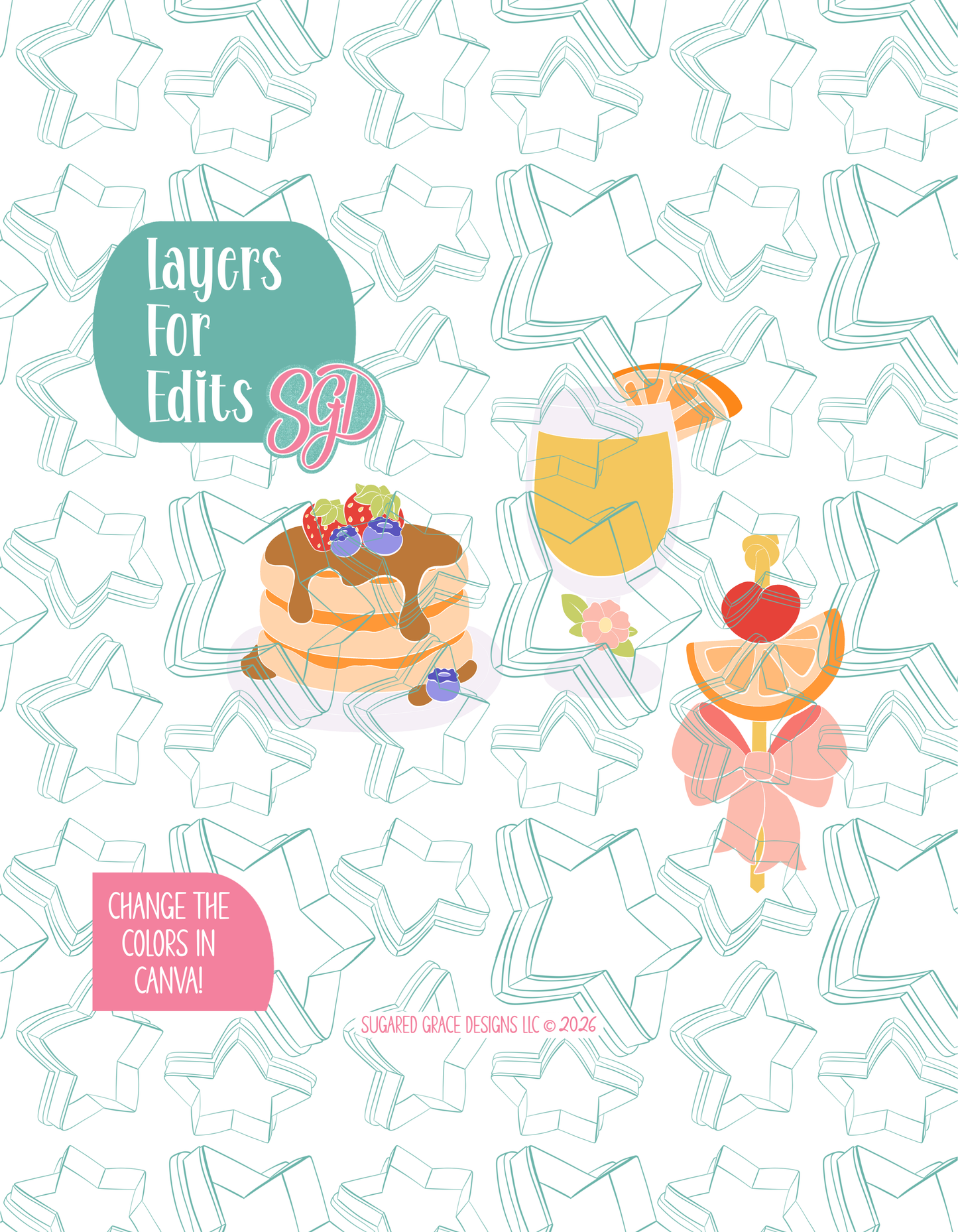 Mother's Day Brunch Cookie Cutter set with matching PNG - Set of 4 Designs