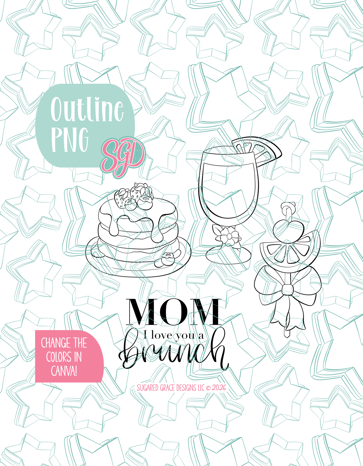 Mother's Day Brunch Cookie Cutter STL and PNG Set with 4 Designs (Digital Download)