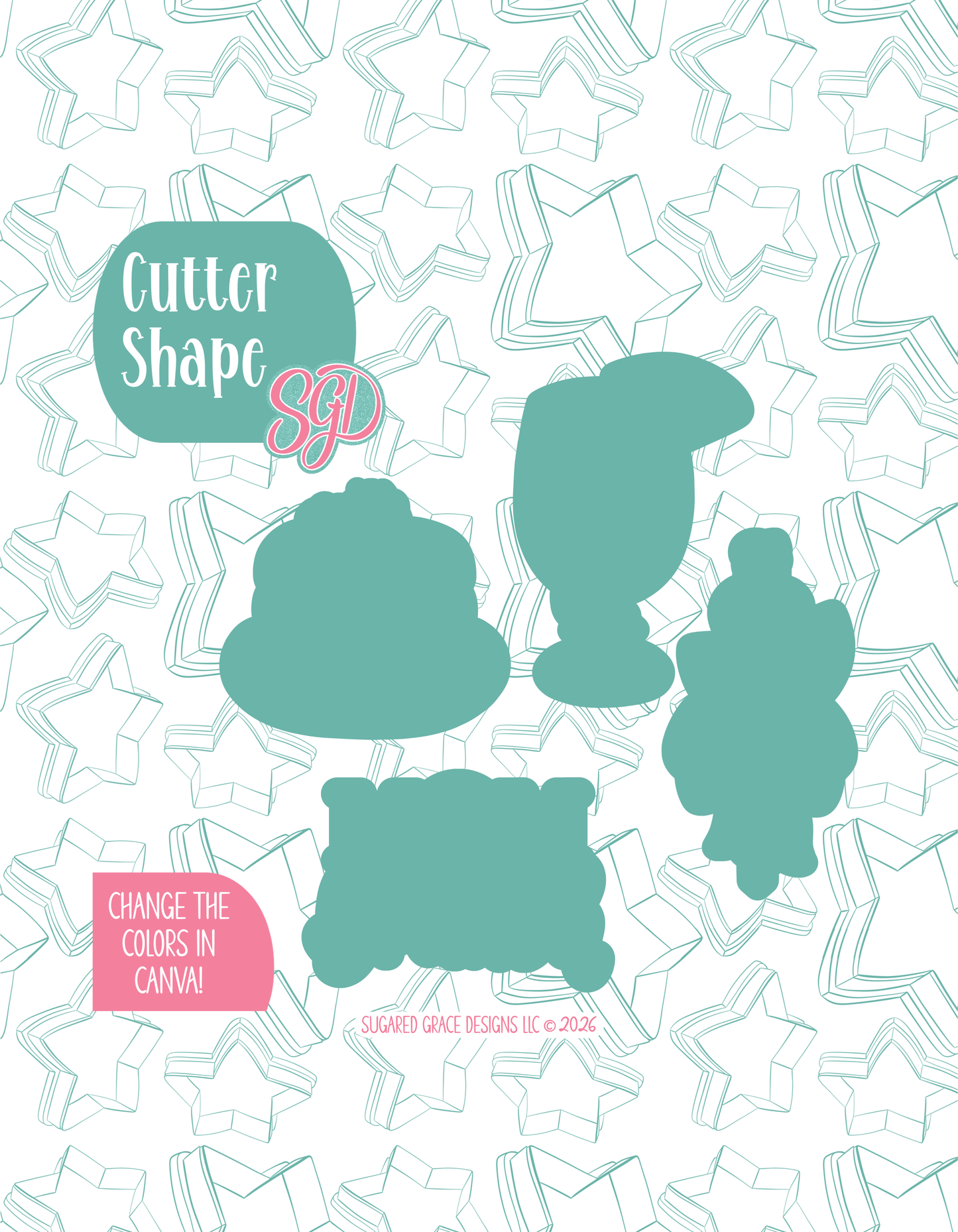 Mother's Day Brunch Cookie Cutter set with matching PNG - Set of 4 Designs