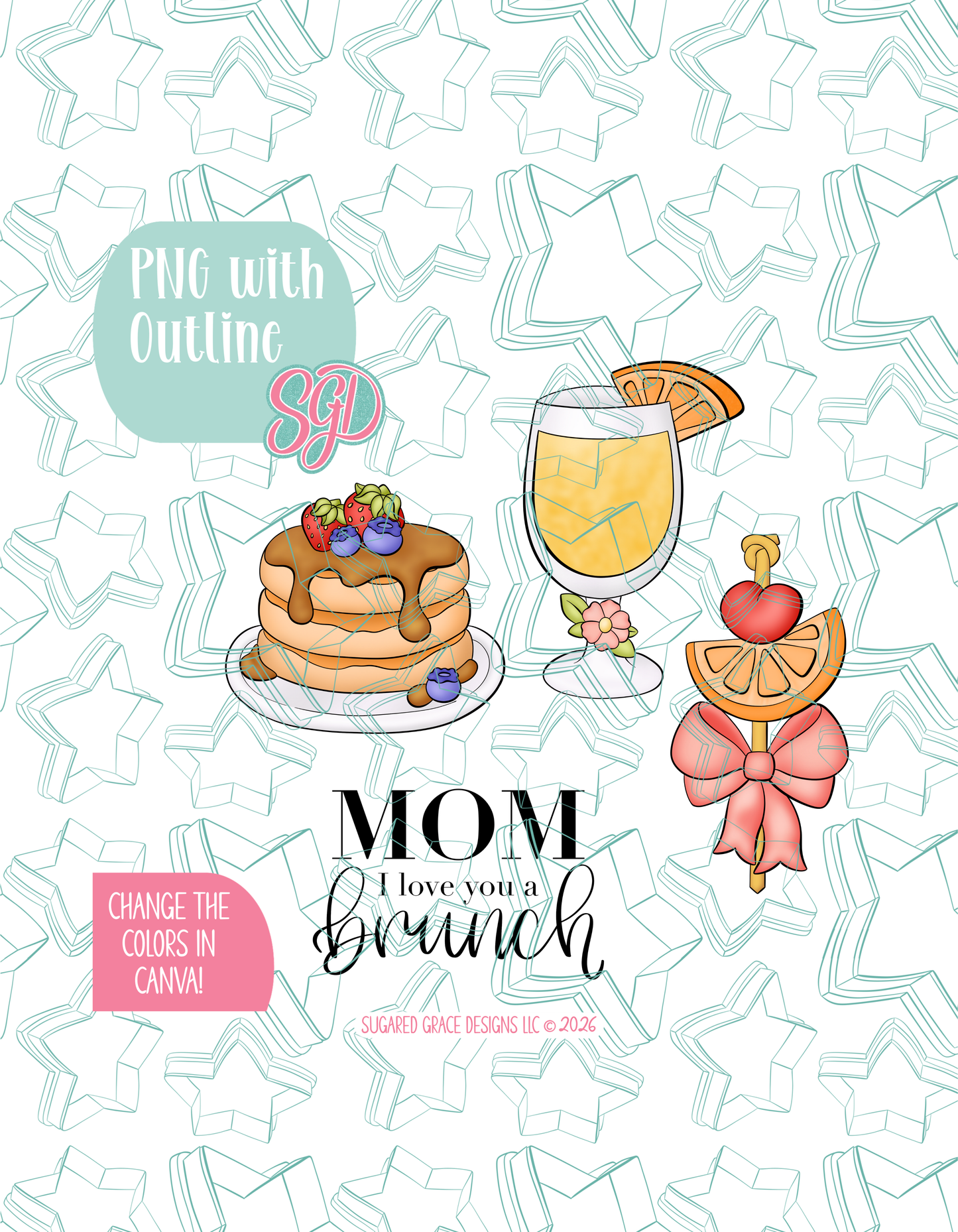 Mother's Day Brunch Cookie Cutter STL and PNG Set with 4 Designs (Digital Download)