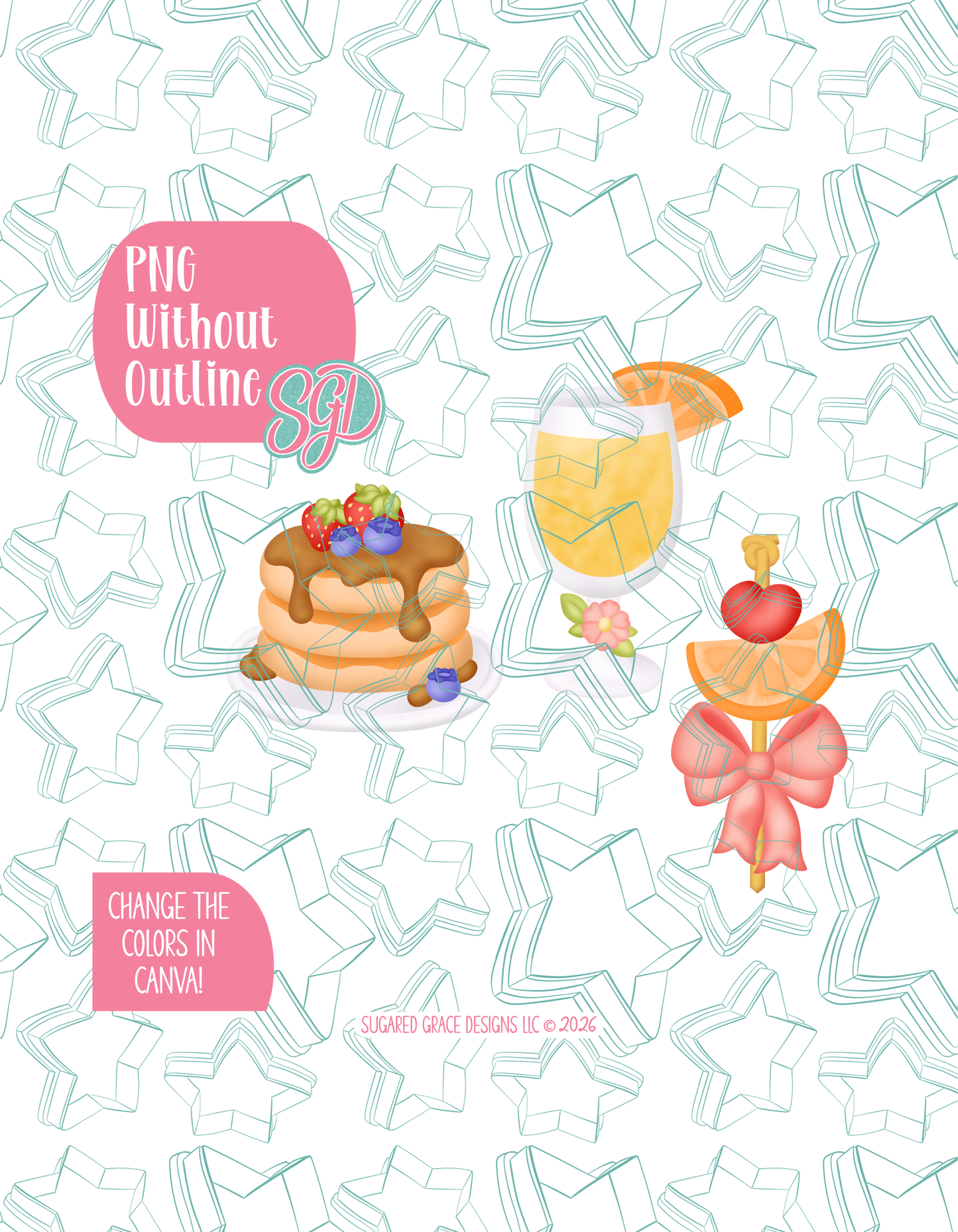Mother's Day Love You a Brunch PNG Set of 4 Designs for Edible Ink Printers - Hand Drawn Editable Graphics (Digital Download)