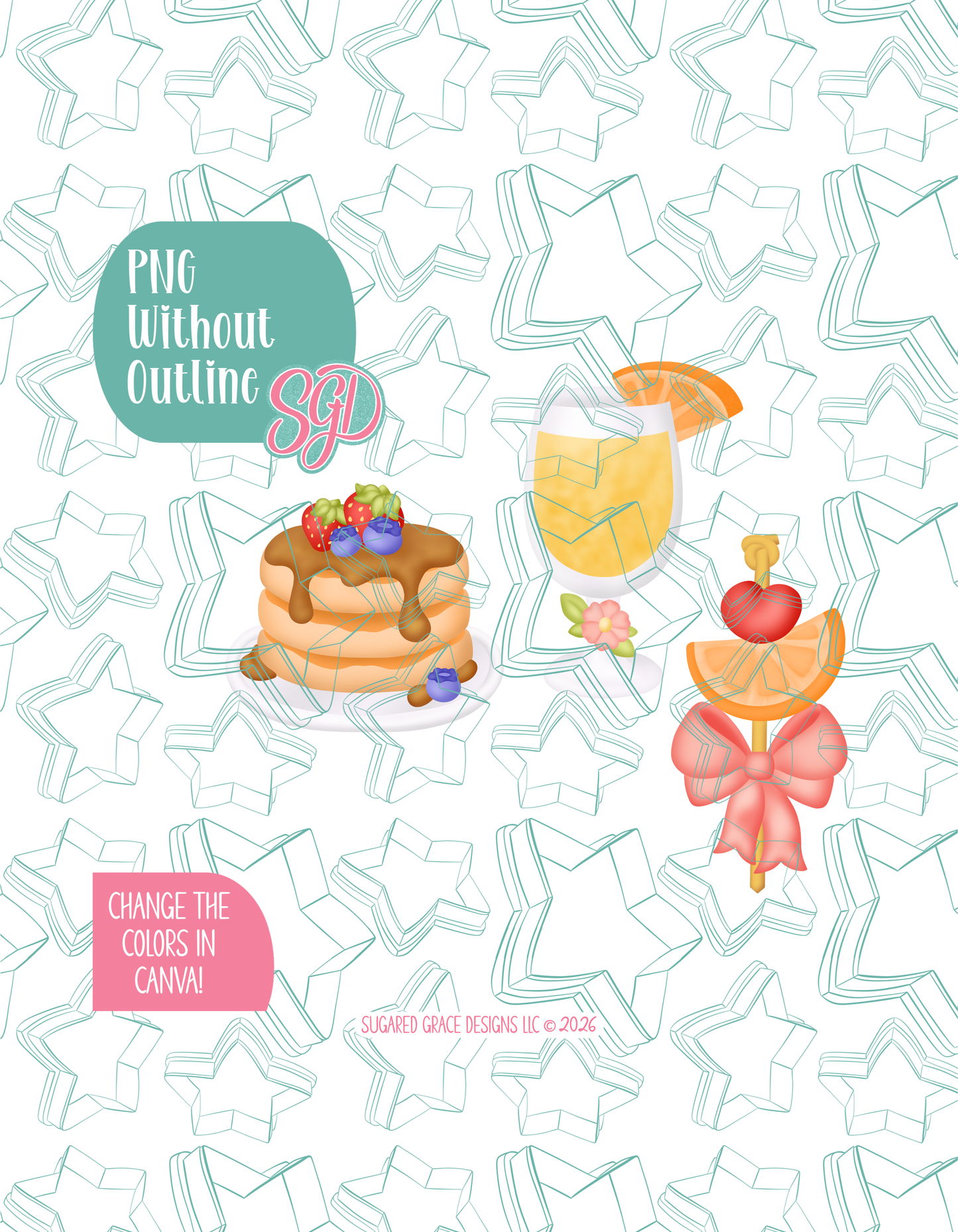 Mother's Day Brunch Cookie Cutter set with matching PNG - Set of 4 Designs