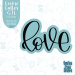 Hand Lettered Love Word Plaque Cookie Cutter with Matching PNG Images for Edible Ink Printers Including Eddie