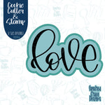 Hand Lettered Love Cookie Cutter with Matching Stamp For Fondant Decorating