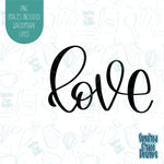 Hand Lettered Love Word Plaque Cookie Cutter With Matching PNG Images for Edible Ink Printing Including Eddie